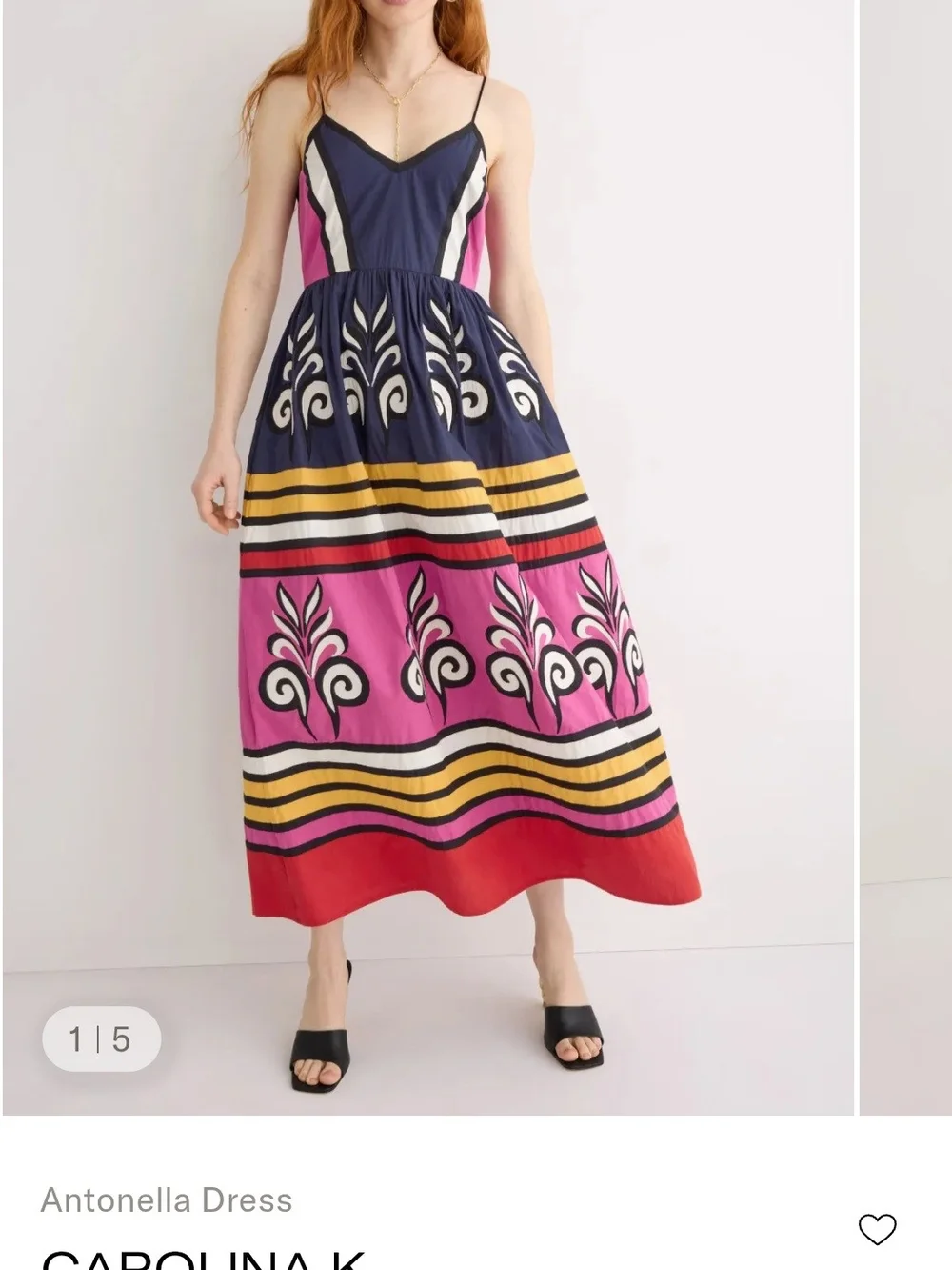 Navy & Pink Printed Spaghetti-Strap Maxi Dress - Picture 5 of 9
